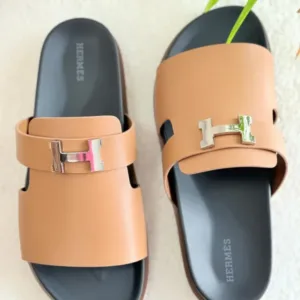 Hermès Arles Leather Slides - Luxury Master Copy Dubai